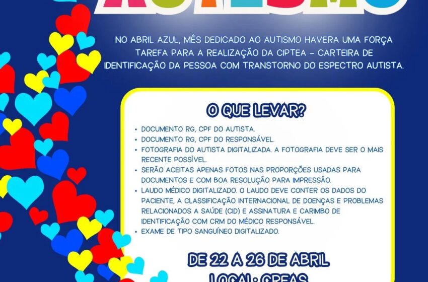  São Pedro do Ivaí emite carteira de identificação para autistas durante o Abril Azul