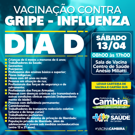  Autarquia de Saúde de Cambira promove Dia D de Vacinação contra a gripe