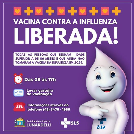  Vacina da Influenza liberada para toda população de Lunardelli