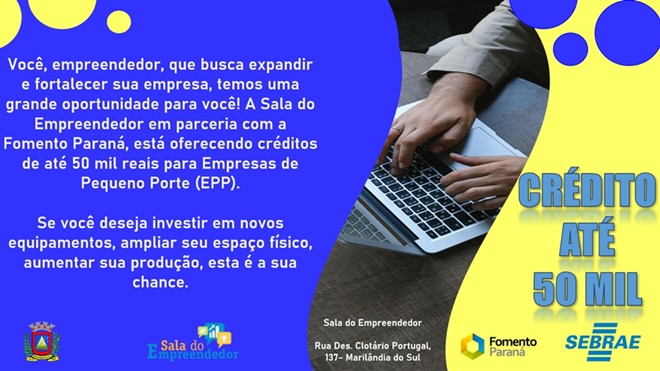  Sala do Empreendedor oferta até R$ 50 mil para Empresas de Pequeno Porte