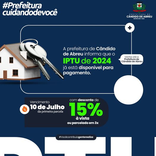  Prefeitura de Cândido de Abreu anuncia disponibilidade do IPTU 2024 com desconto para pagamento à vista