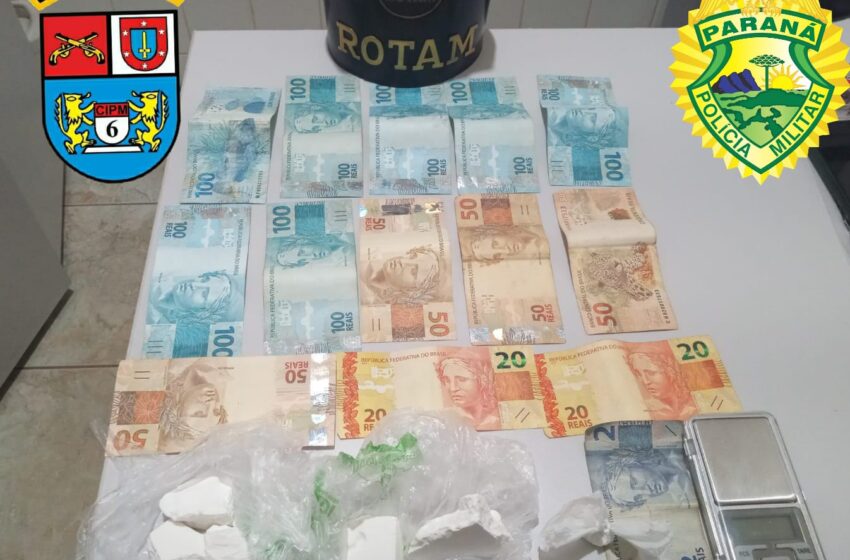  PM de Ivaiporã apreende quase R$10 mil em cocaína e prende três homens
