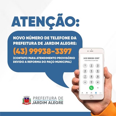  Prefeitura de Jardim Alegre está com novo número de telefone 