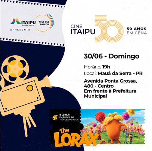  Projeto “Cine Itaipu – 50 anos em cena” chega a Mauá da Serra neste domingo (30)