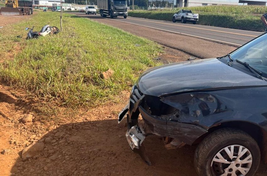  Batida entre moto e carro deixa homem ferido em Ivaiporã