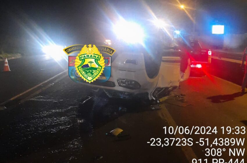  Motorista fica ferido após colisão traseira em Arapongas