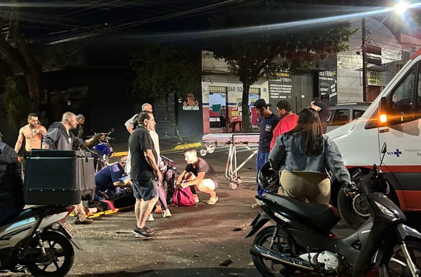  Jovem motociclista fica ferida após acidente no centro de Apucarana