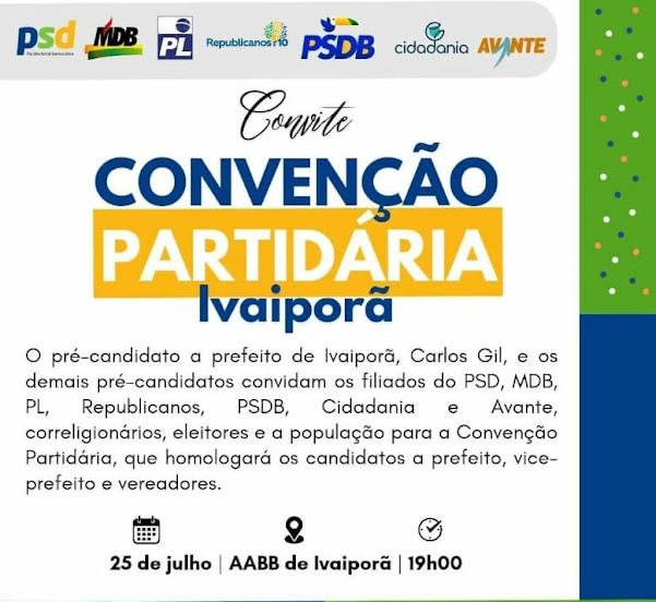  Convite para convenção partidária em Ivaiporã