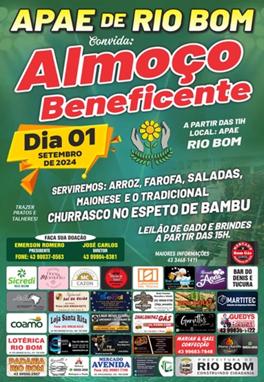  Almoço beneficente da Apae de Rio Bom