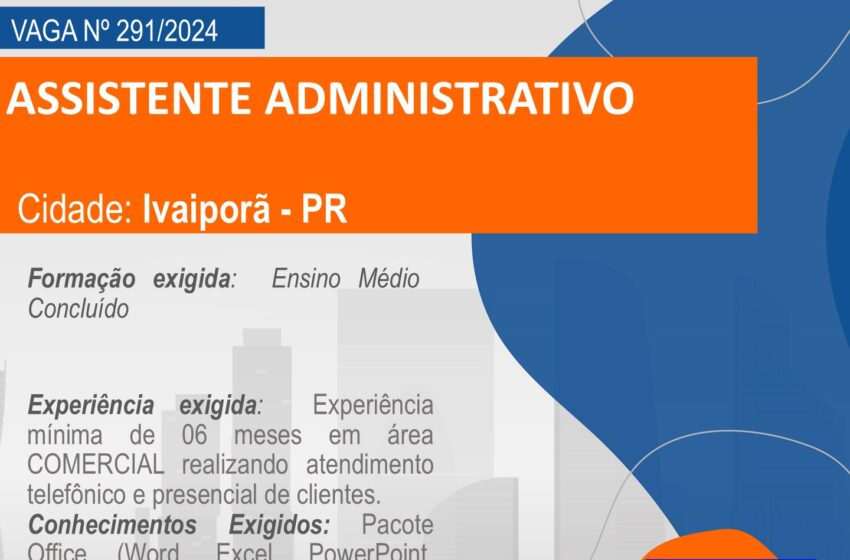  VAGA DE EMPREGO – SENAC IVAIPORÃ