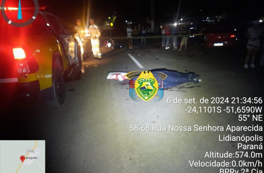  Motociclista morre após acidente em Lidianópolis