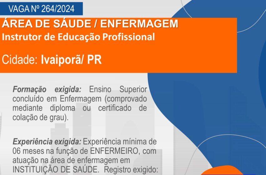  VAGA DE EMPREGO – SENAC IVAIPORÃ