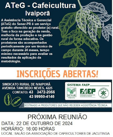  Inscrições para o programa de Assistência Técnica a cafeicultores de