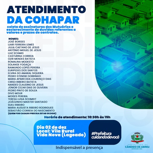  Atendimento da Cohapar em Cândido de Abreu