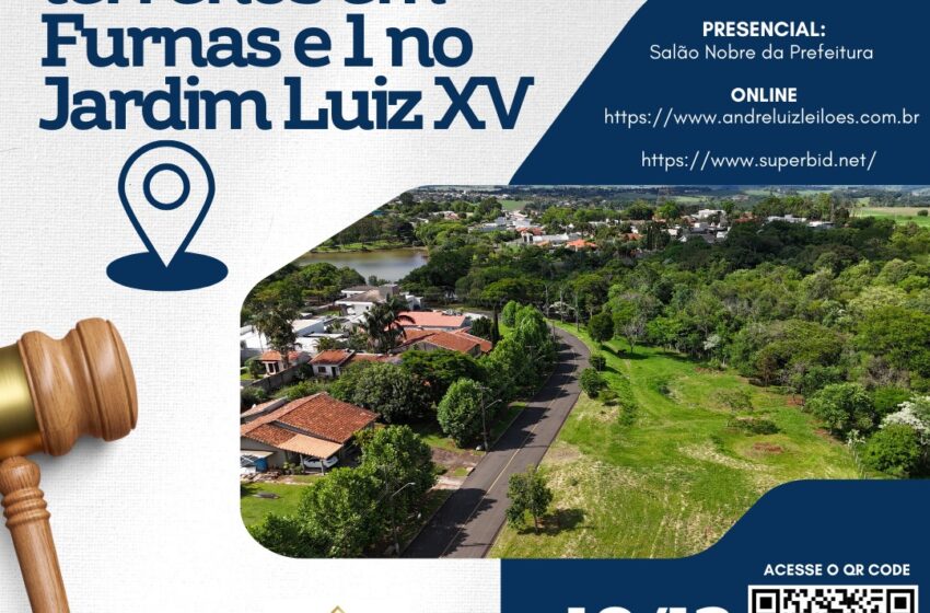  Prefeitura de Ivaiporã realizará leilão de 6 terrenos em Furnas e 1 no Jardim Luiz XV