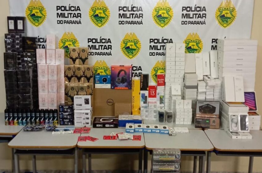  PM de Ivaiporã apreende R$ 800 mil em mercadorias do Paraguai