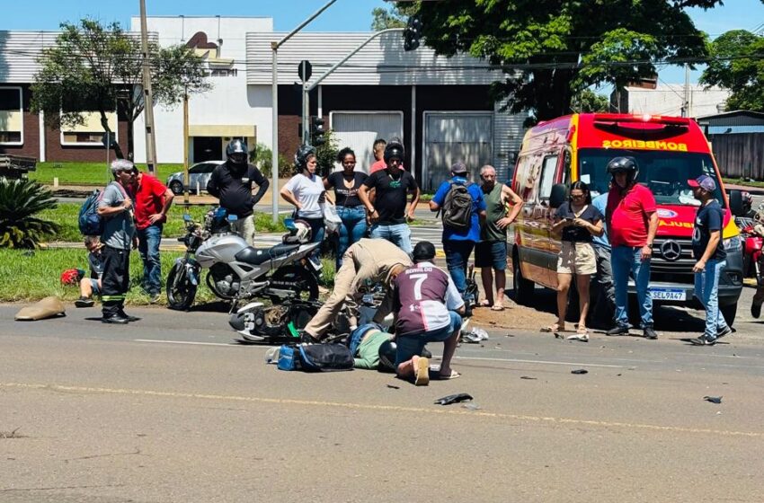  Grave: batida entre motos deixa feridos em Arapongas