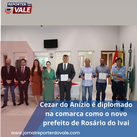  Prefeito e vice eleito em Rosário do Ivaí são diplomados pela Justiça Eleitoral