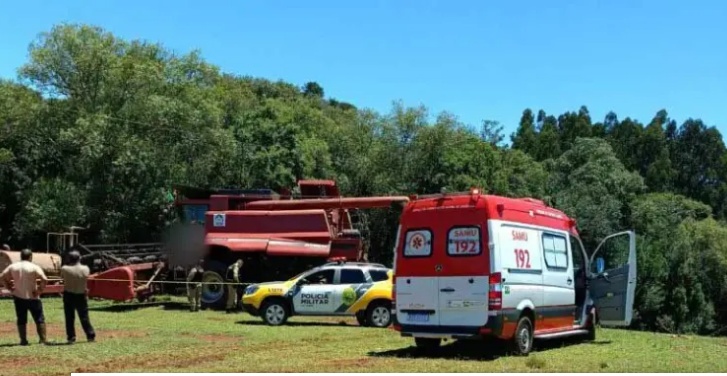  Jovem morre durante manutenção de colheitadeira no Paraná